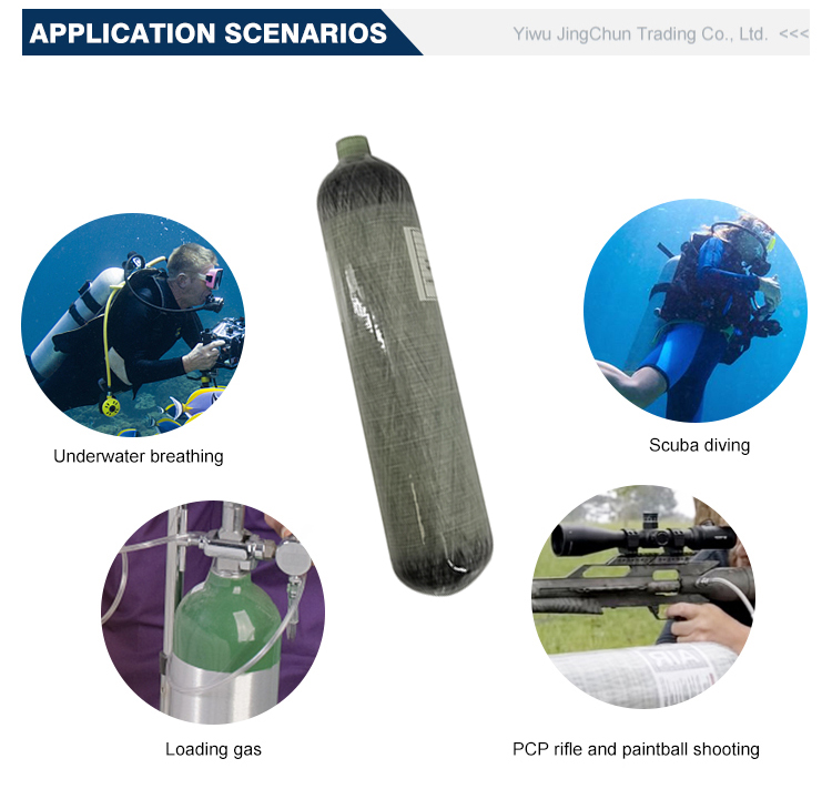 3L High Pressure 4500psi 300bar Gas Cylinder 30mpa Carbon Fiber Air Tanks